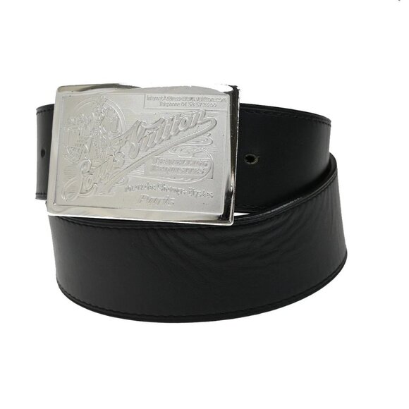 LOUIS VUITTON Ceinture Jeans Belt 85 34 Leather Black Silver Spain M6812 36KB399 - Picture 1 of 13